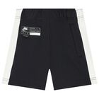 Boys Black & Ivory Logo Shorts, 1, hi-res