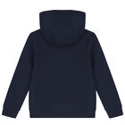 Boys Navy Blue Logo Hooded Top, 1, hi-res