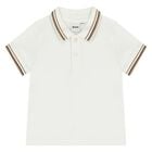 Younger Boys White Logo Polo Shirt, 2, hi-res