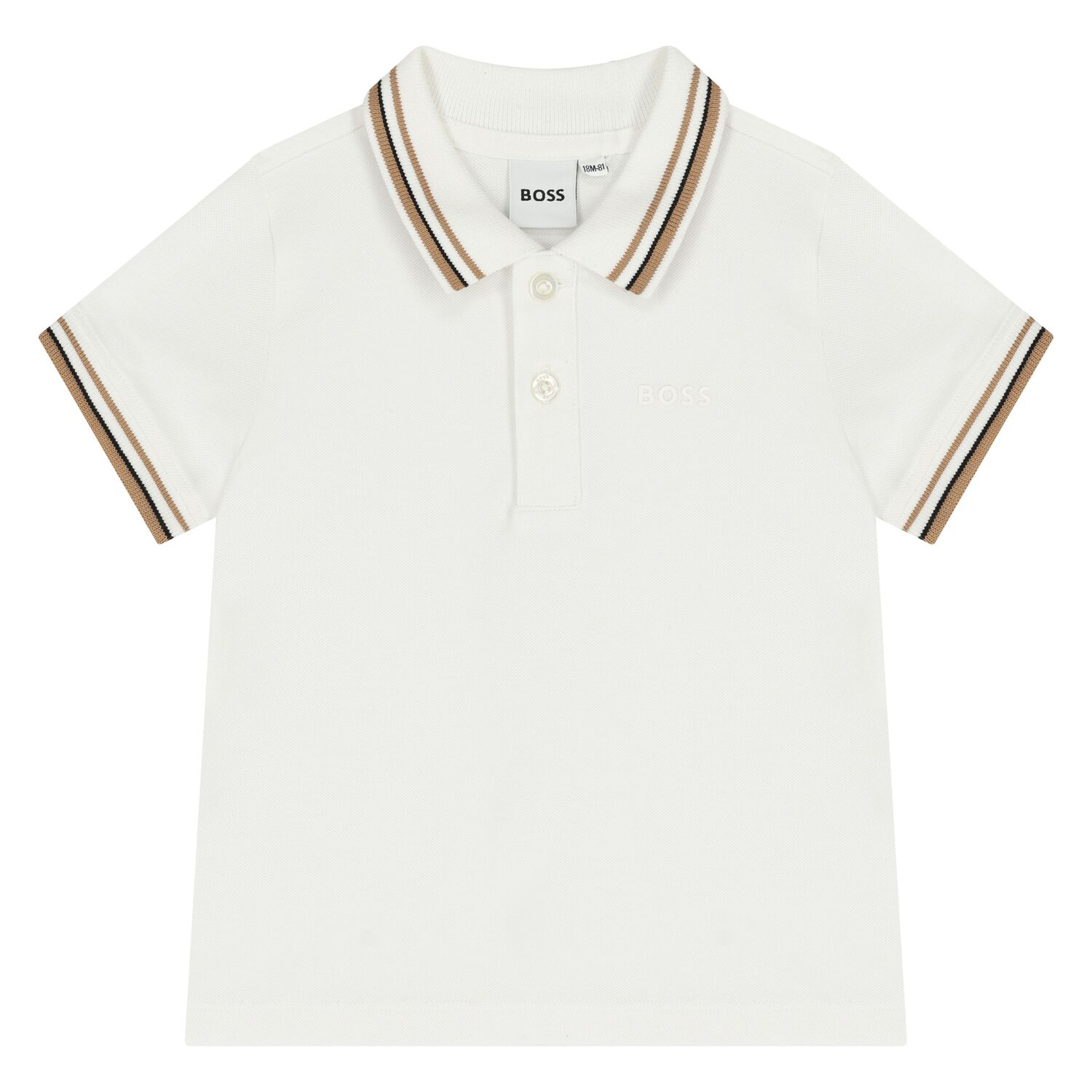 Younger Boys White Logo Polo Shirt, 2, hi-res