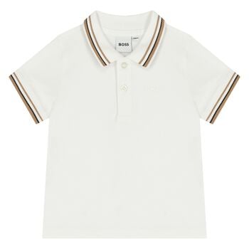 Younger Boys White Logo Polo Shirt