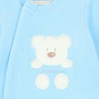 Baby Boys Blue Velour Babygrow, 1, hi-res