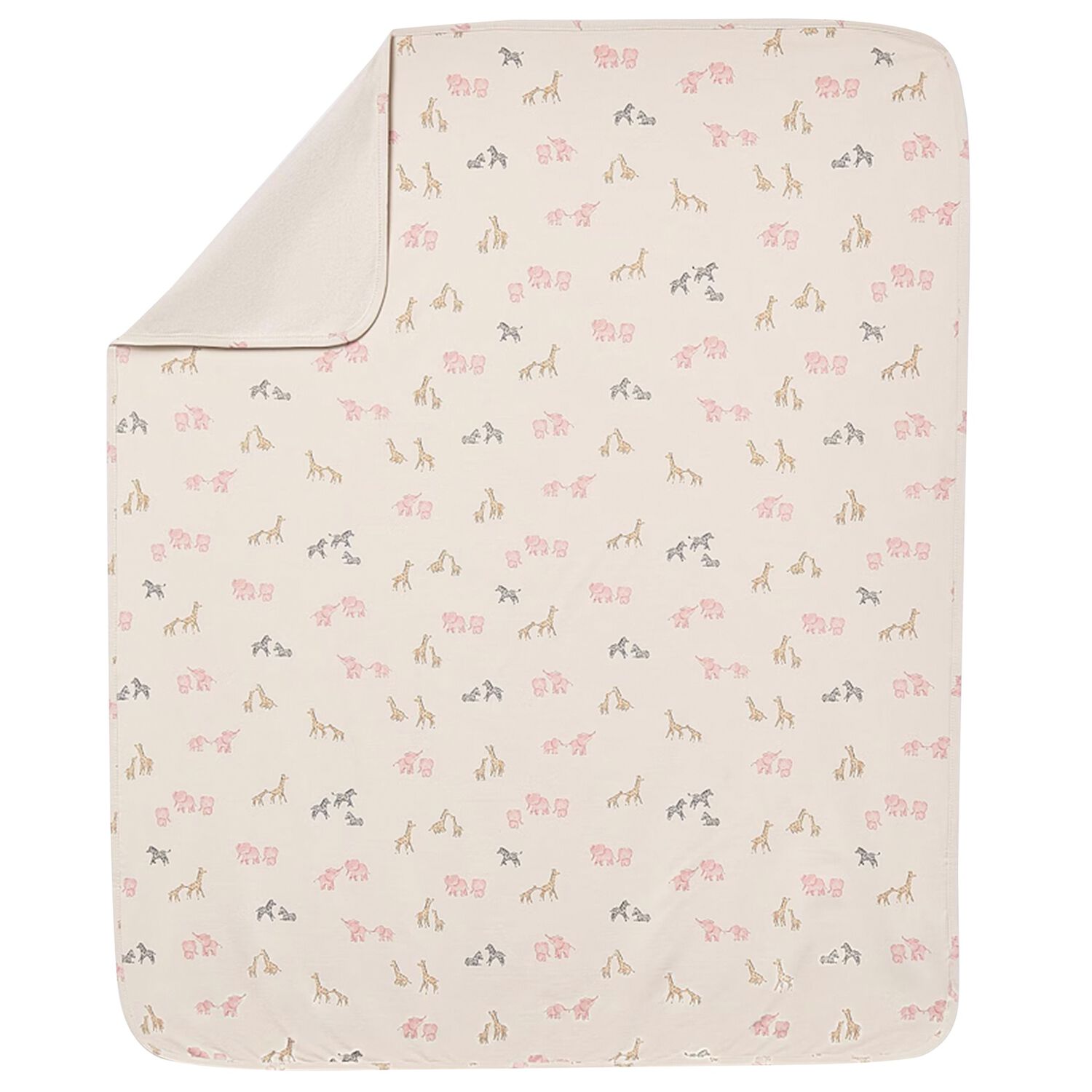 Baby Girls Beige & Pink Animals Blanket, 2, hi-res