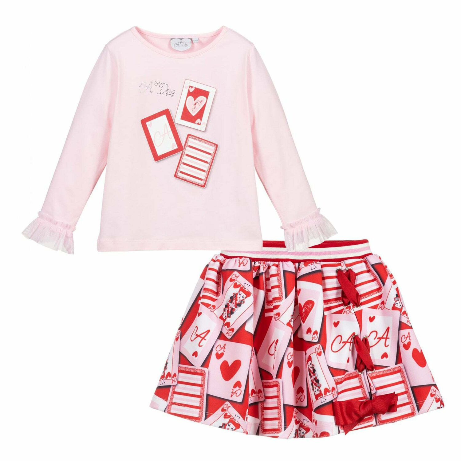 Girls Pink & Red Skirt Set, 1, hi-res