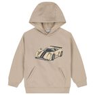 Boys Beige Sports Car Hooded Top, 1, hi-res