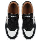 Boys Black & White Logo Trainers, 1, hi-res