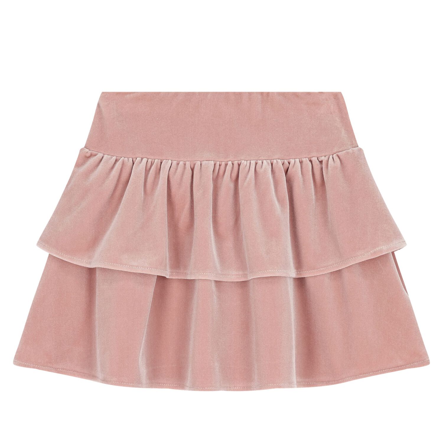 Girls Pink Velvet Skirt, 1, hi-res