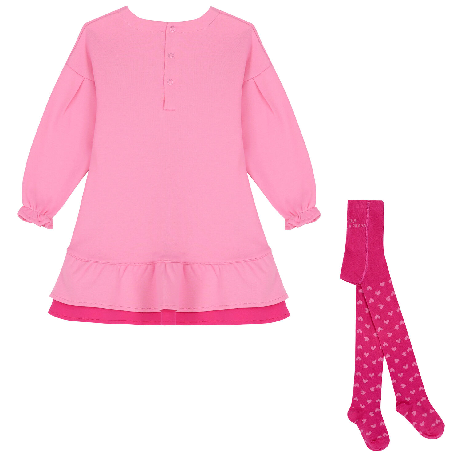 Girls Pink Heart Dress Set, 1, hi-res