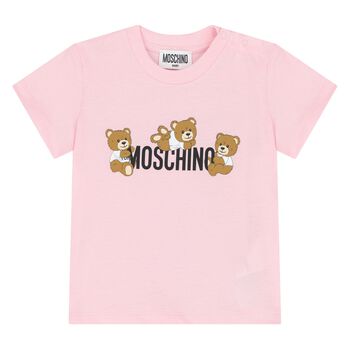 Younger Girls Pink Teddy Bear Logo T-Shirt