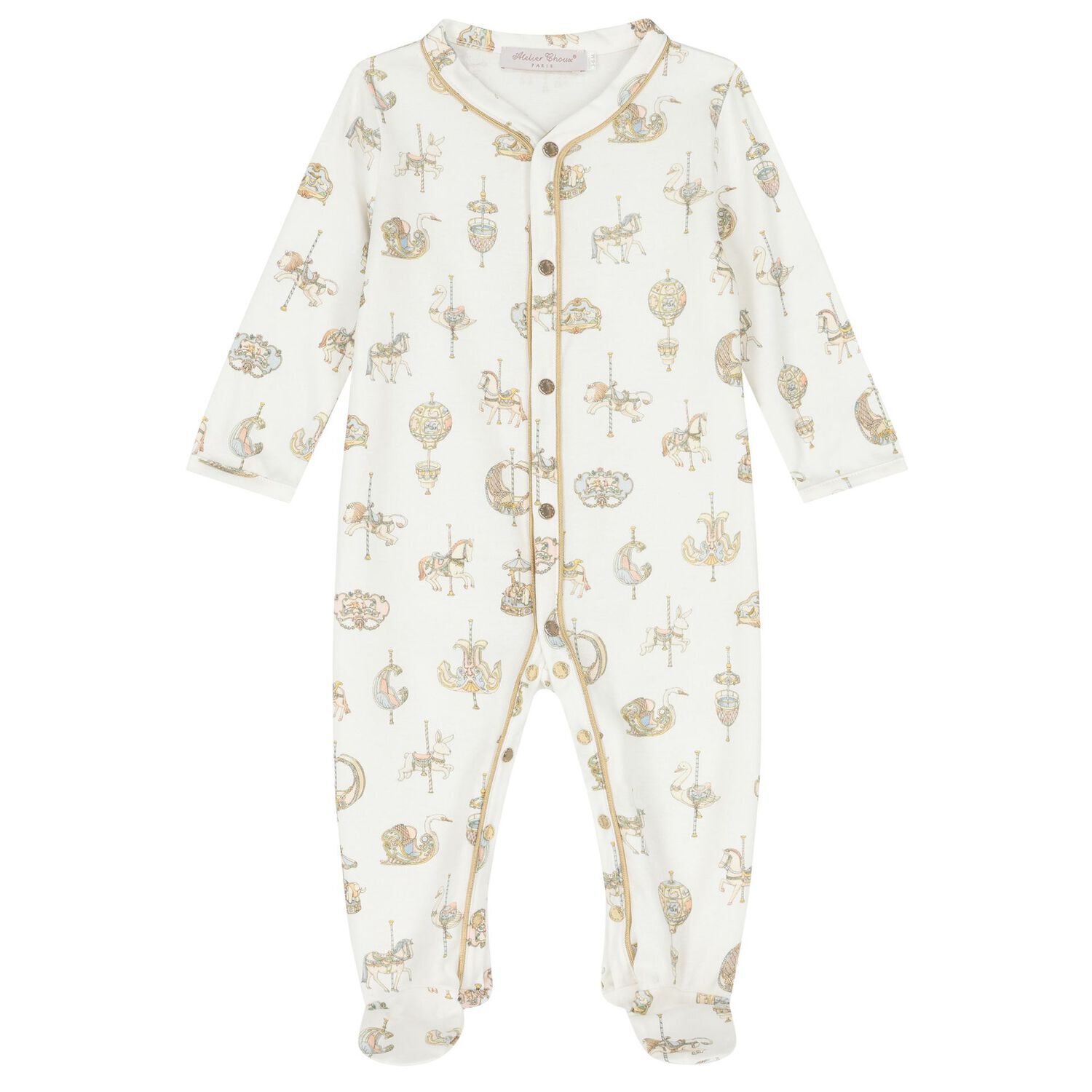Baby Girls Ivory & Pink Carousel Babygrow Gift Set, 1, hi-res
