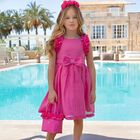 Girls Pink Bow Dress, 1, hi-res