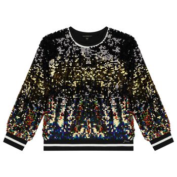 Girls Black & Gold Sequin Sweatshirt