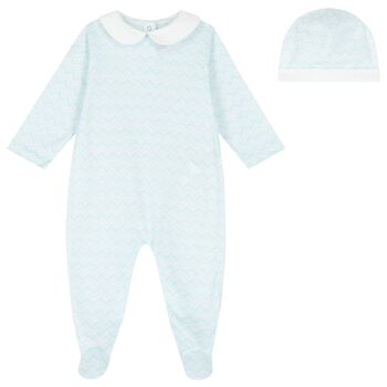 Baby Boys Blue Zig Zag Logo Babygrow Gift Set