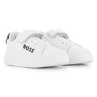 Boys White Logo Trainers, 2, hi-res