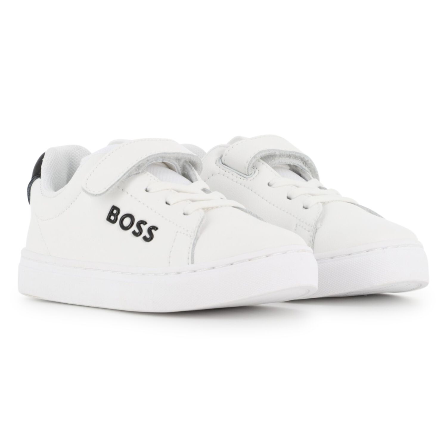 Boys White Logo Trainers, 2, hi-res