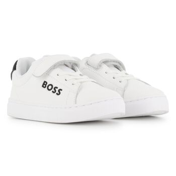 Boys White Logo Trainers