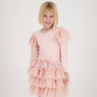 Girls Pink Lace Long Sleeve Top, 1, hi-res
