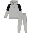 Boys Grey & Navy Logo Tracksuit, 2, hi-res