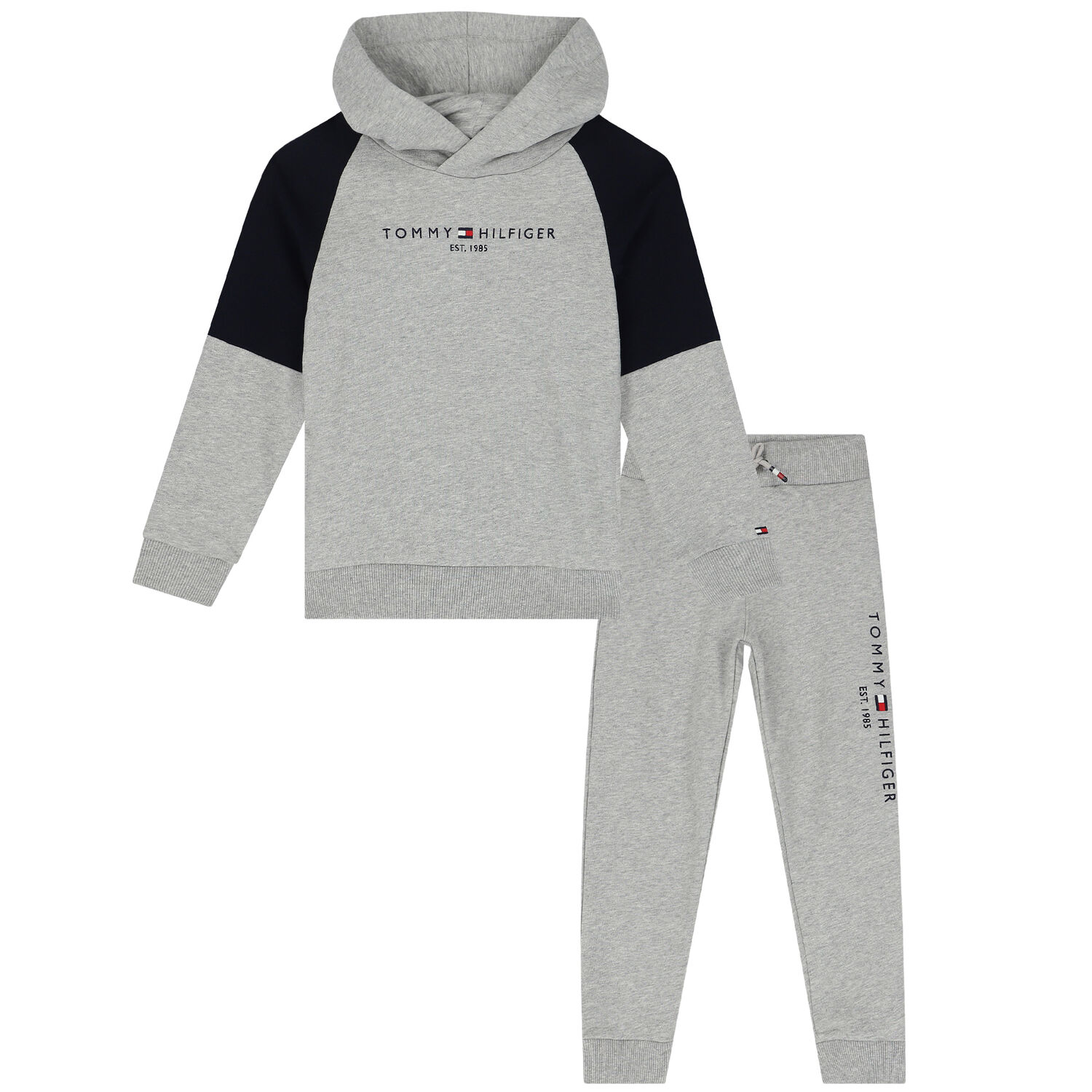 Boys Grey & Navy Logo Tracksuit, 2, hi-res