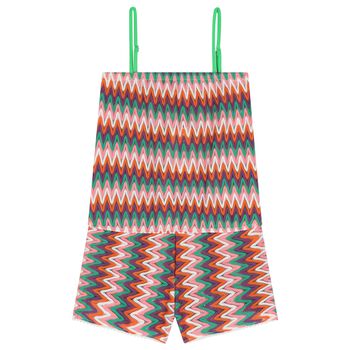 Girls Multi-Coloured Zig-Zag Crochet Playsuit