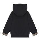 Younger Boys Black Logo Hooded Zip Up Top, 1, hi-res