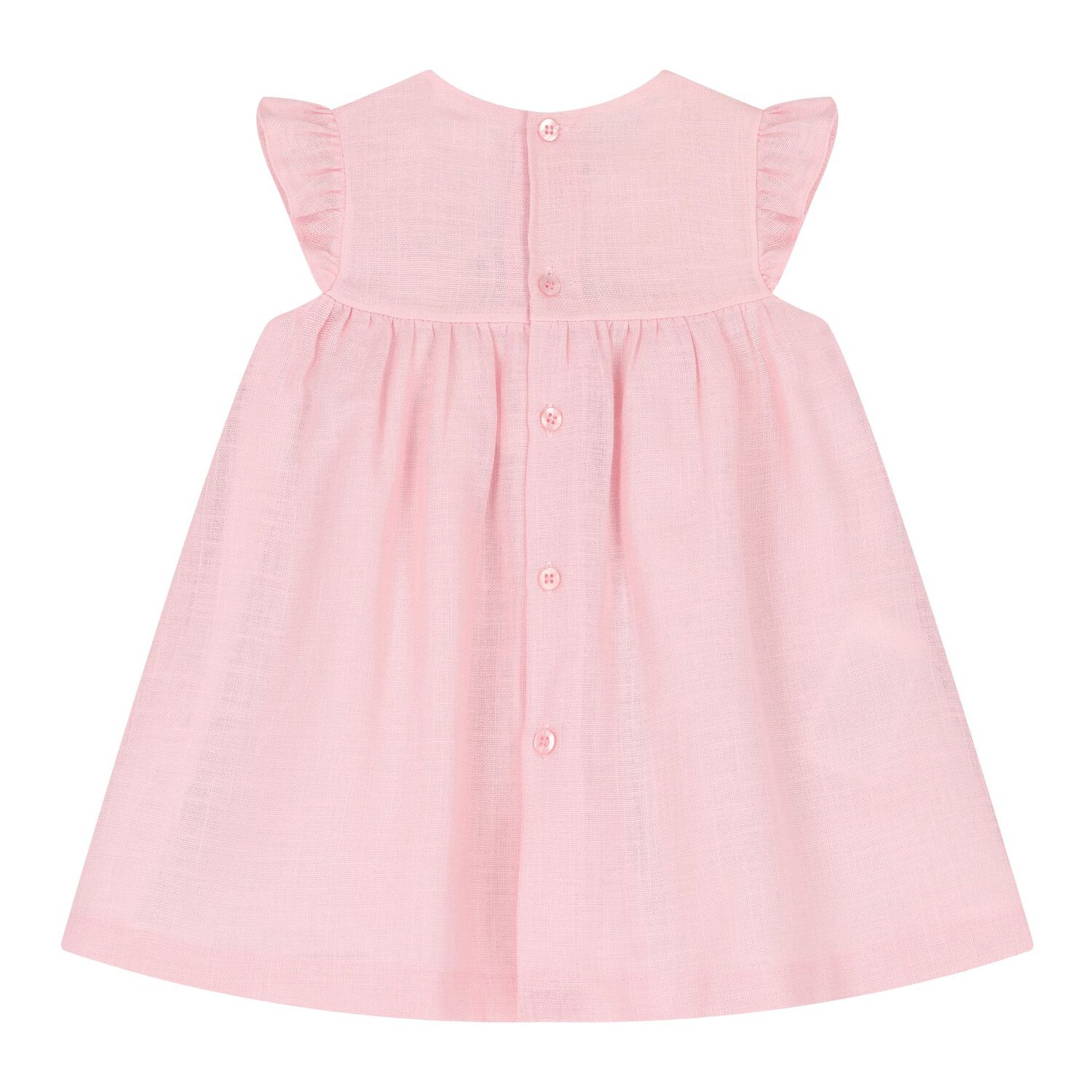 Baby Girls Pink Shirred Dress, 1, hi-res