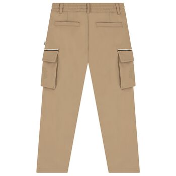 Boys Beige Logo Trousers