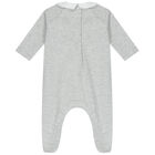 Baby Boys Grey Rabbit & Logo Babygrow, 1, hi-res