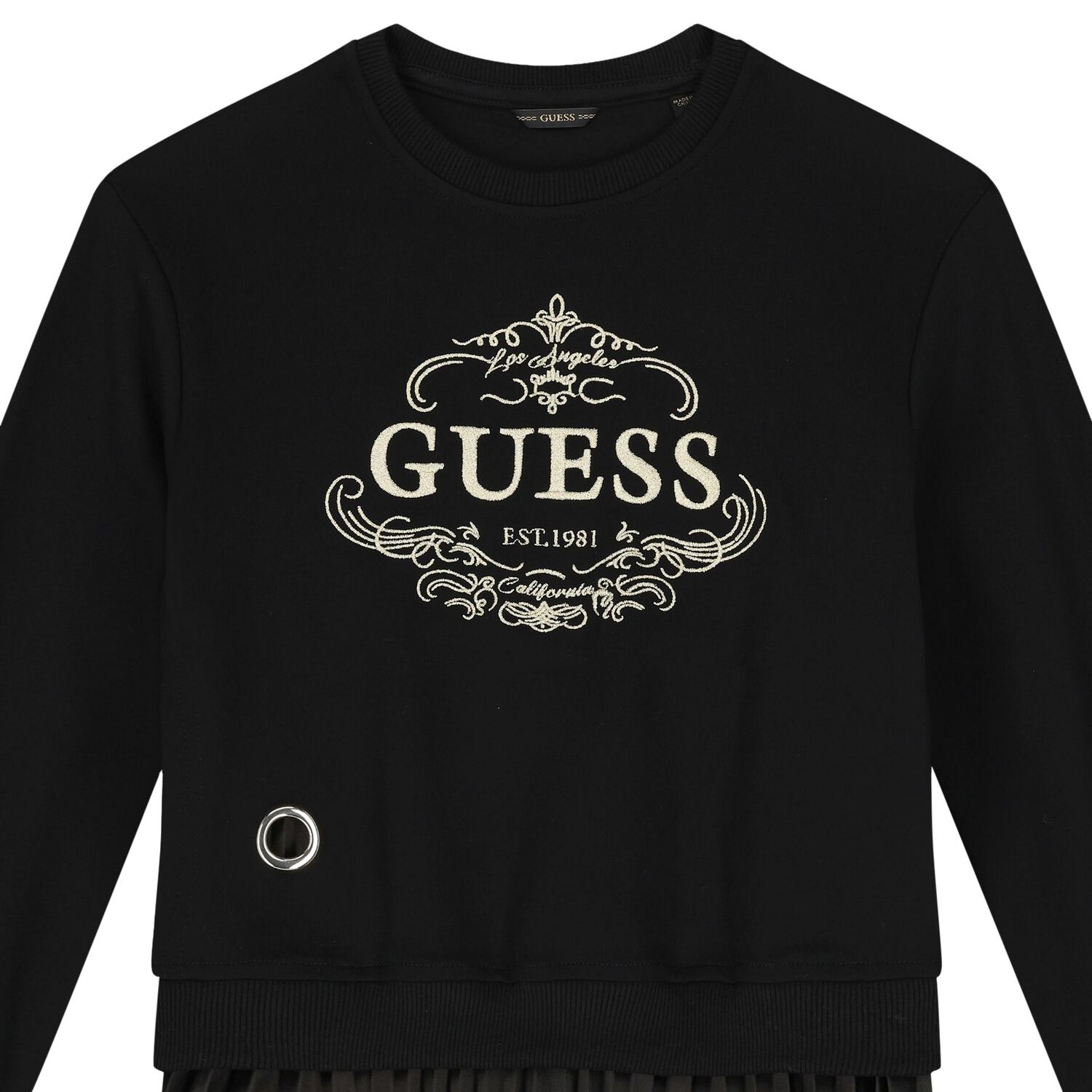 Girls Black Logo Dress, 1, hi-res