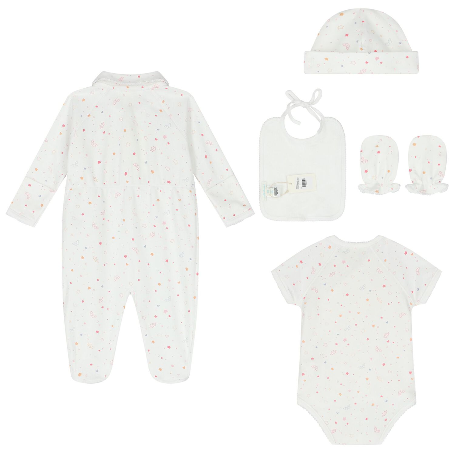 Baby Girls White Star & Crown 5 Piece Gift Set, 1, hi-res image number null