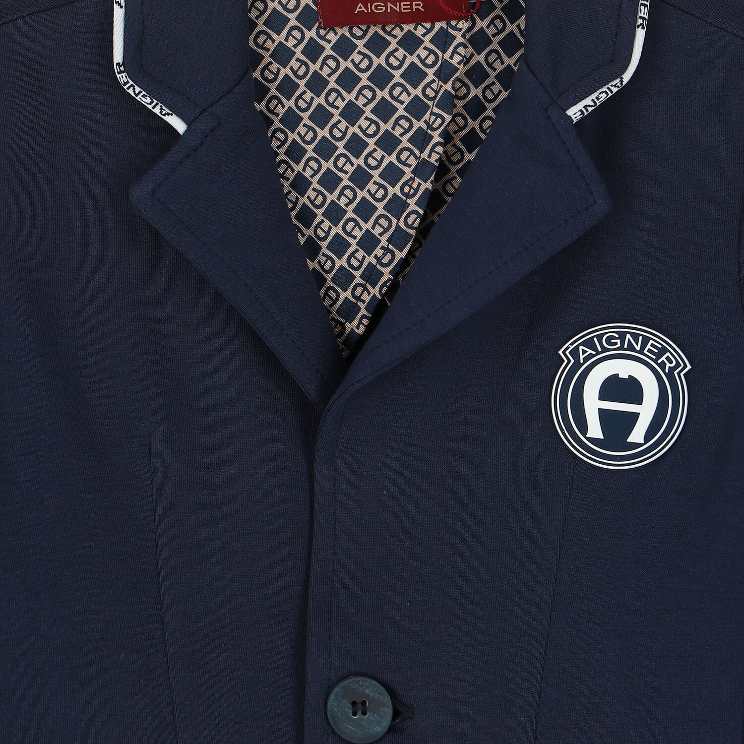 Boys Navy Logo Blazer, 1, hi-res