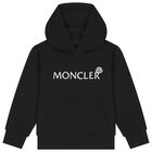 Boys Black Logo Hooded Top, 1, hi-res