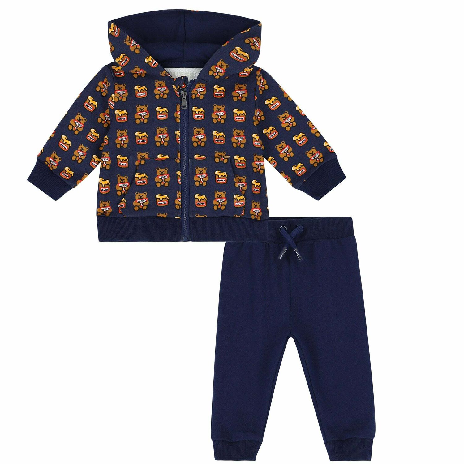 Baby Boys Navy Teddy Tracksuit, 1, hi-res