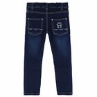 Boys Blue Denim Logo Jeans, 1, hi-res