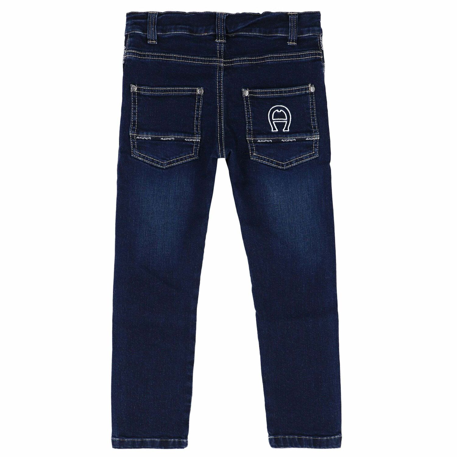 Boys Blue Denim Logo Jeans, 1, hi-res
