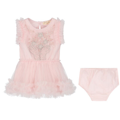 Younger Girls Pink Tulle Dress Set