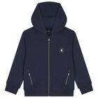Boys Navy Blue Zip Up Top, 1, hi-res