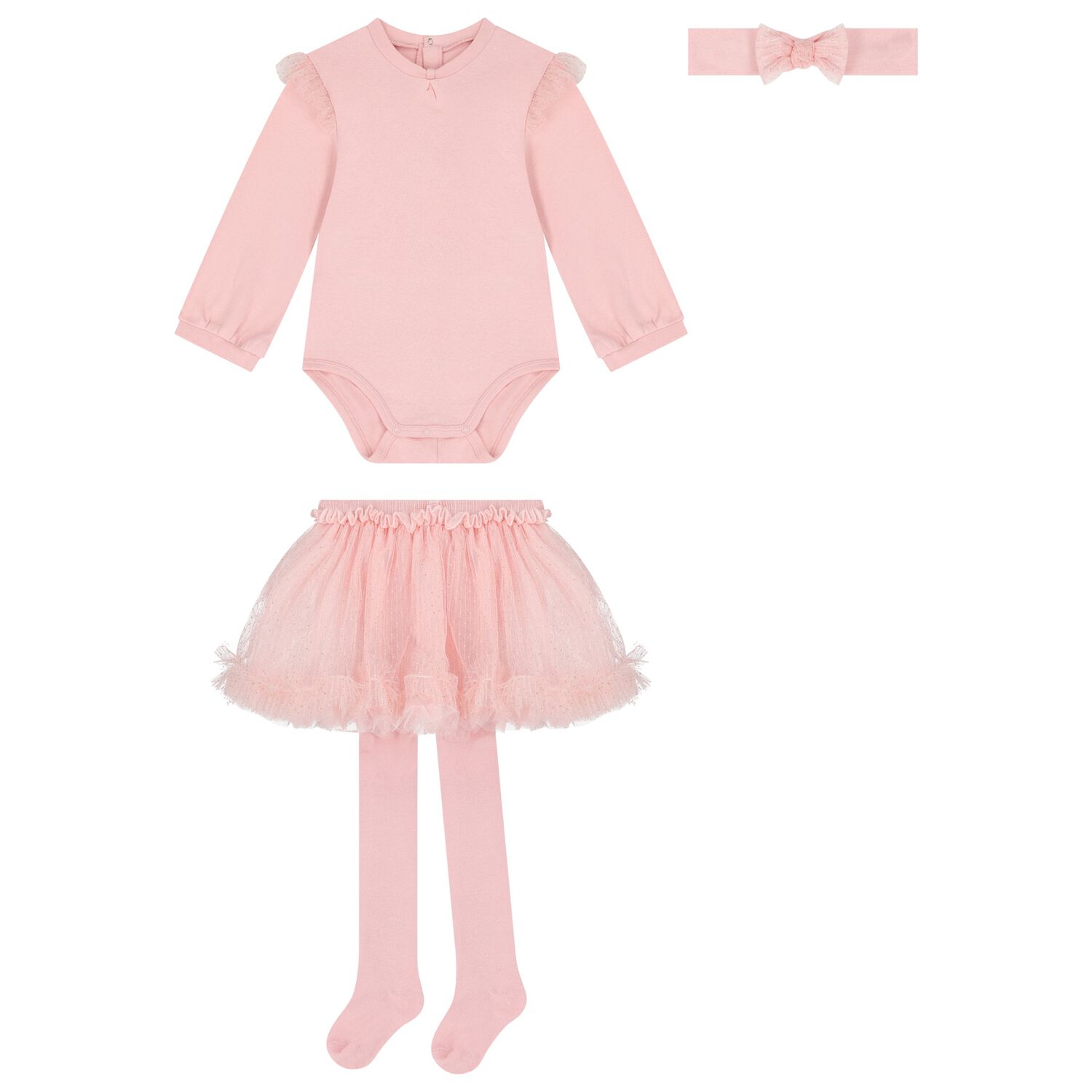 Baby Girls Pink Tulle Skirt Set, 2, hi-res image number null