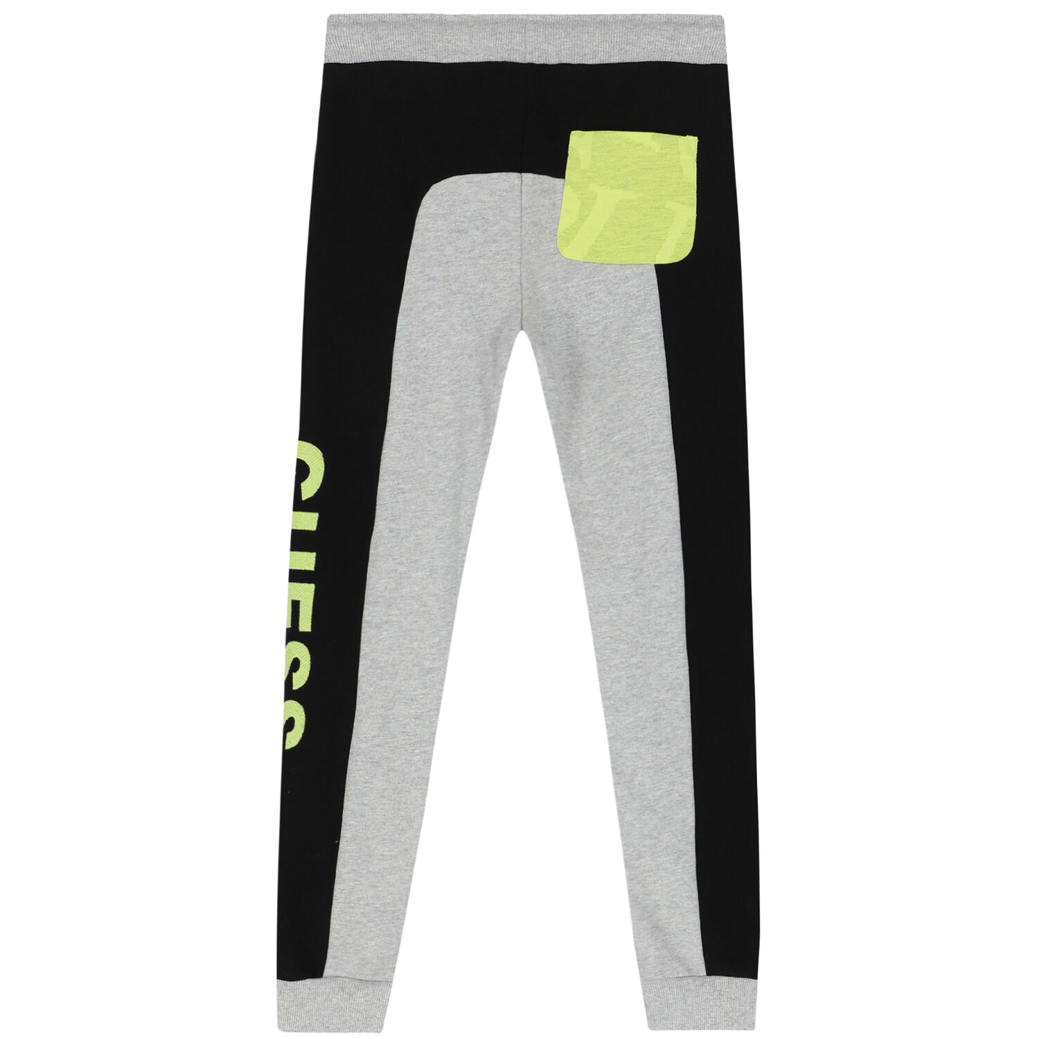 Boys Grey & Neon Green Logo Joggers, 1, hi-res