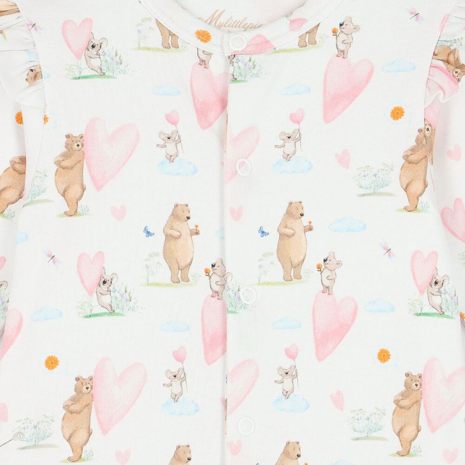 Baby Girls White Hearts Babygrow, 1, hi-res