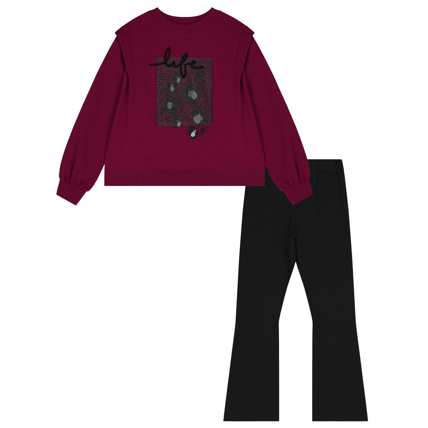 Girls Red & Black Leggings Set, 1, hi-res