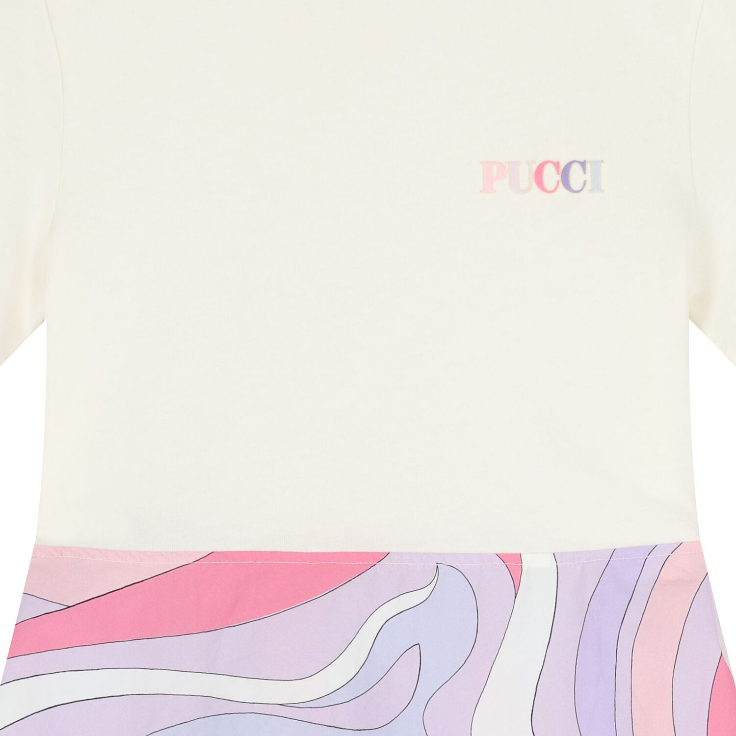 Girls White & Pink logo Dress , 1, hi-res