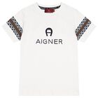Boys White Logo T-Shirt, 1, hi-res
