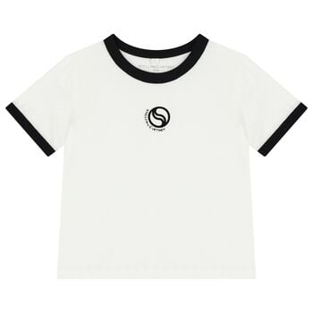 Girls White & Black Logo T-Shirt