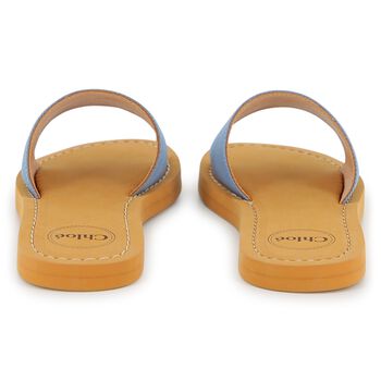 Girls Mini Me Blue & Beige Logo Sliders