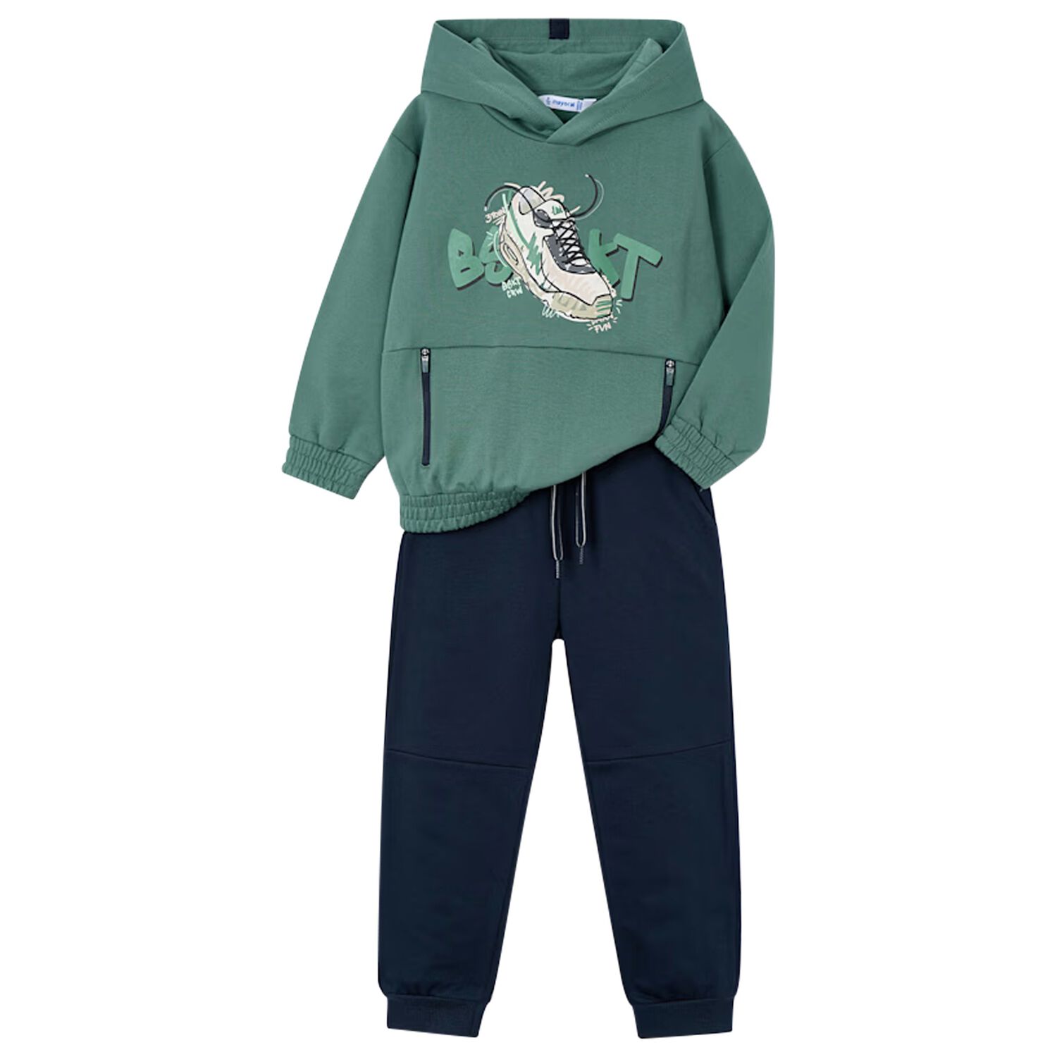 Boys Green & Navy Blue Tracksuit, 3, hi-res