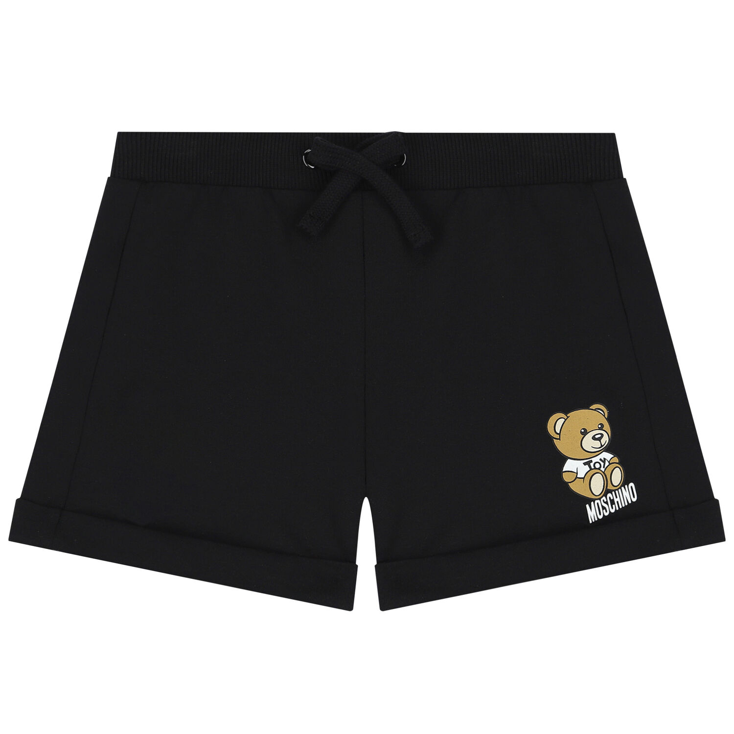 Girls Black Teddy Logo Shorts, 1, hi-res