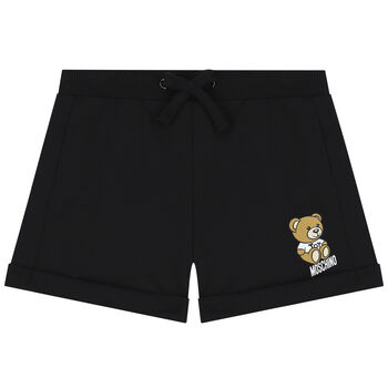 Girls Black Teddy Logo Shorts