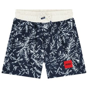 Boys Navy Blue Logo Swim Shorts