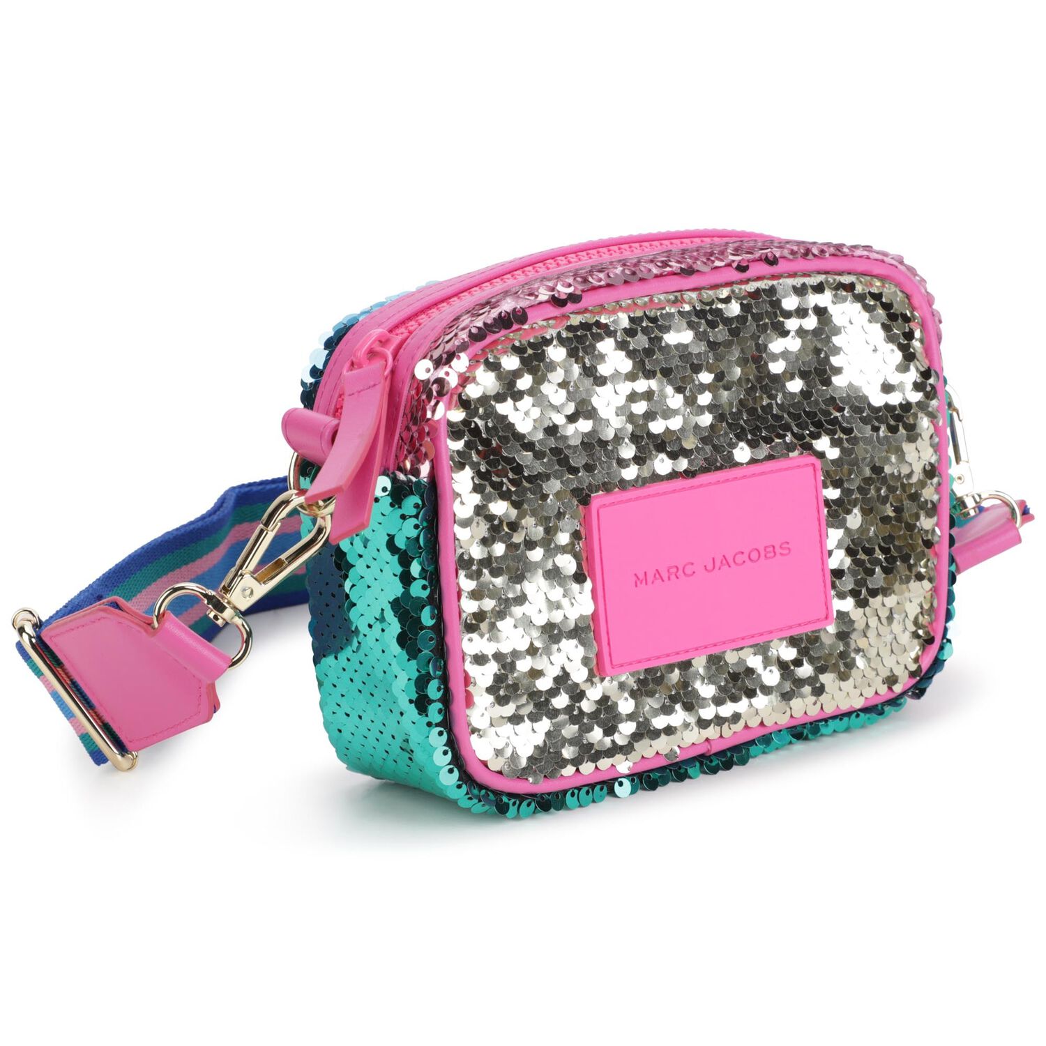 Girls Gold Embellished Sequins Bag, 1, hi-res